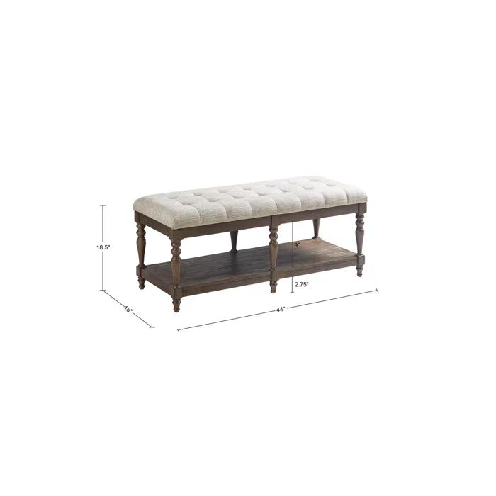 Martha Stewart Highland Tufted Accent Bench with Shelf