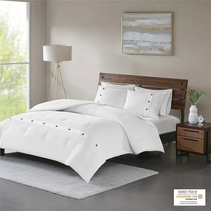 Marcus 3 Piece Cotton Waffle Weave Duvet Cover Set