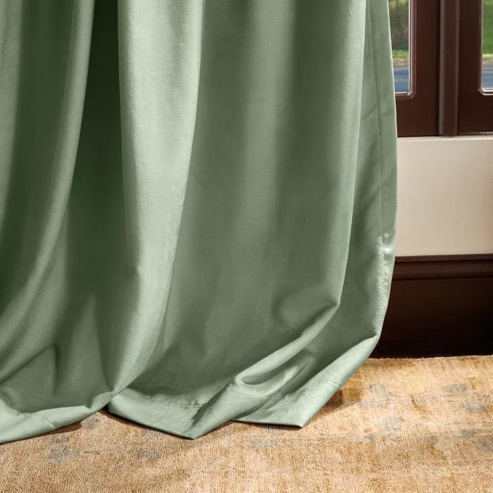 Martha Stewart Lucca Velvet Solid Max Blackout Rod Pocket Curtain Panel Pair (Set of 2) (Set of 2)