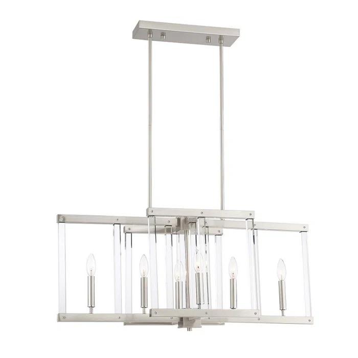 Regent Polished Nickel 34" Linear Crystal Cage Chandelier
