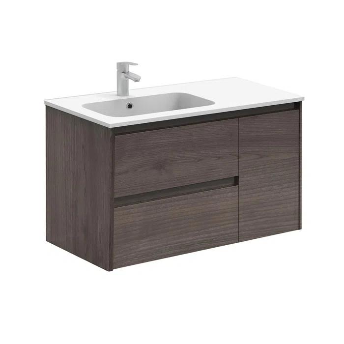 WS Bath Collections Ambra 35.6'' Single Bathroom Vanity with Ceramic Top with Mirror