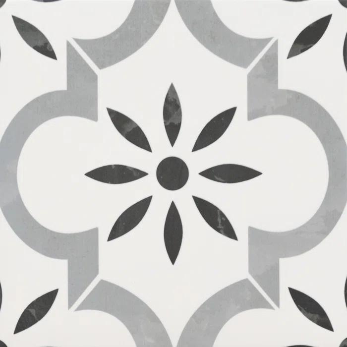Ackland Amara 8" x 8" Encaustic Look Matte Porcelain Floor & Wall Tile