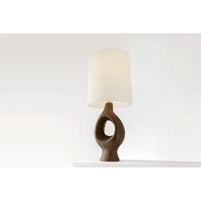 Adjustable Burnt Gold Ceramic Table Lamp with Linen Shade