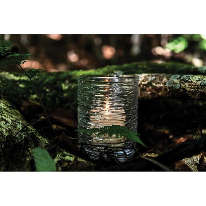 Medium Clear Glass Echo Lake Hurricane Candle Holder