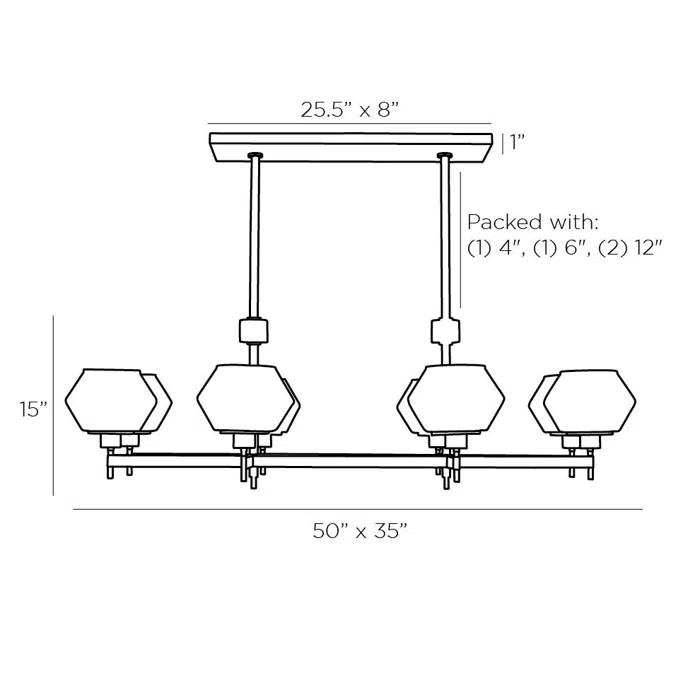 Holm 50-Inch Pewter and Glass Linear Chandelier