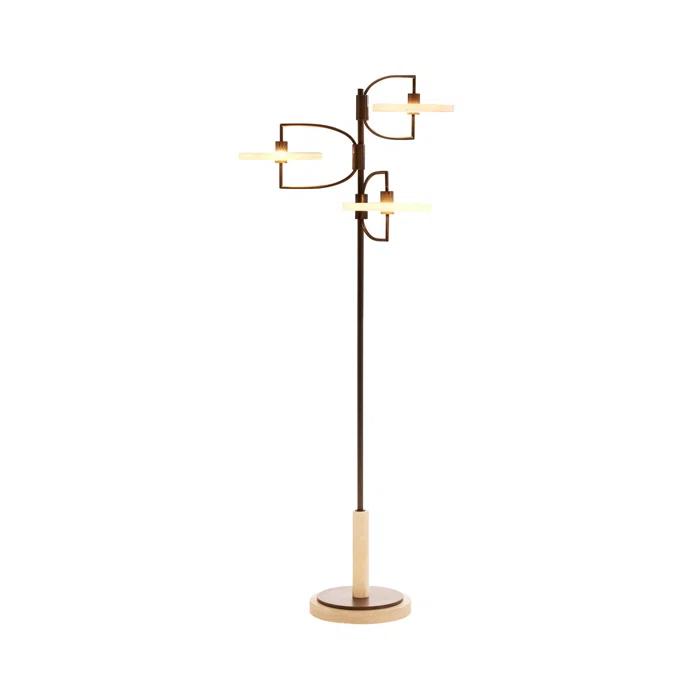 Moshi Bronze Steel and White Alabaster LED Tree Floor Lamp