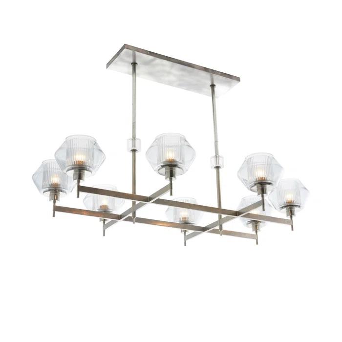 Holm 50-Inch Pewter and Glass Linear Chandelier