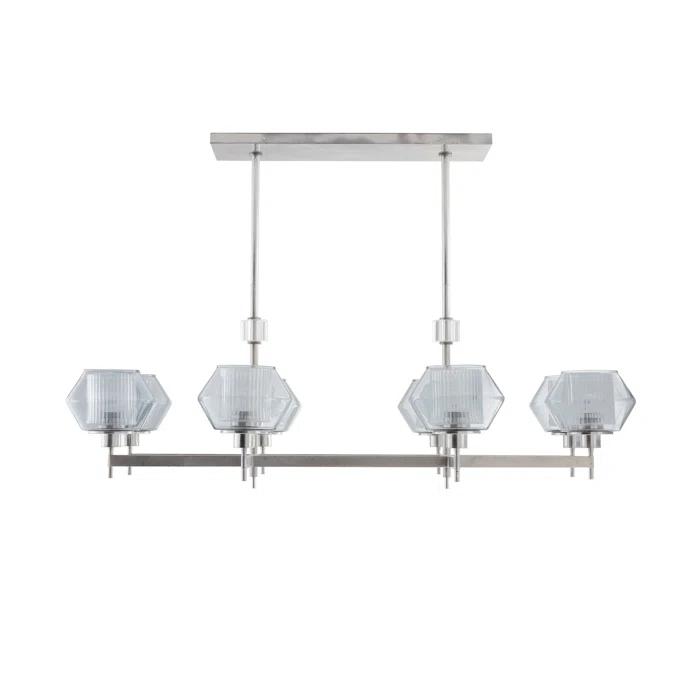 Holm 50-Inch Pewter and Glass Linear Chandelier