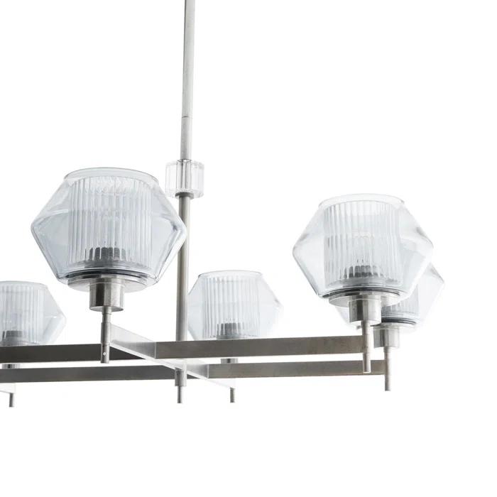 Holm 50-Inch Pewter and Glass Linear Chandelier