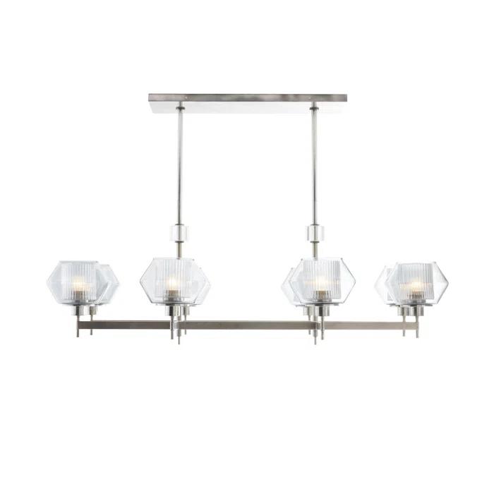 Holm 50-Inch Pewter and Glass Linear Chandelier