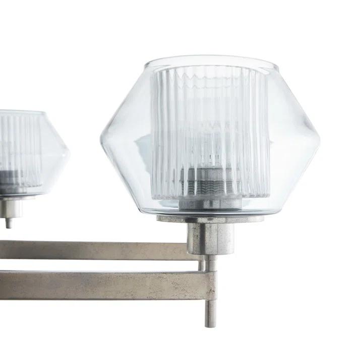 Holm 50-Inch Pewter and Glass Linear Chandelier