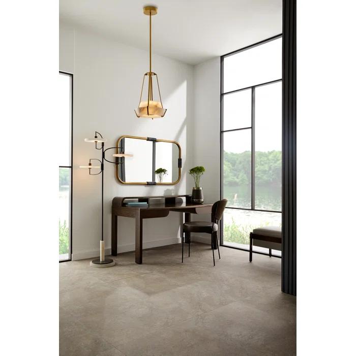 Moshi Bronze Steel and White Alabaster LED Tree Floor Lamp