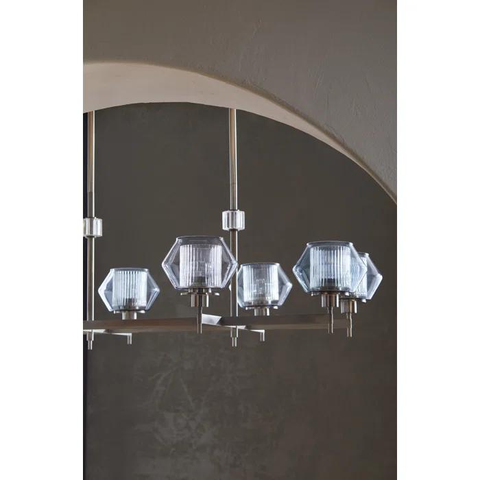 Holm 50-Inch Pewter and Glass Linear Chandelier