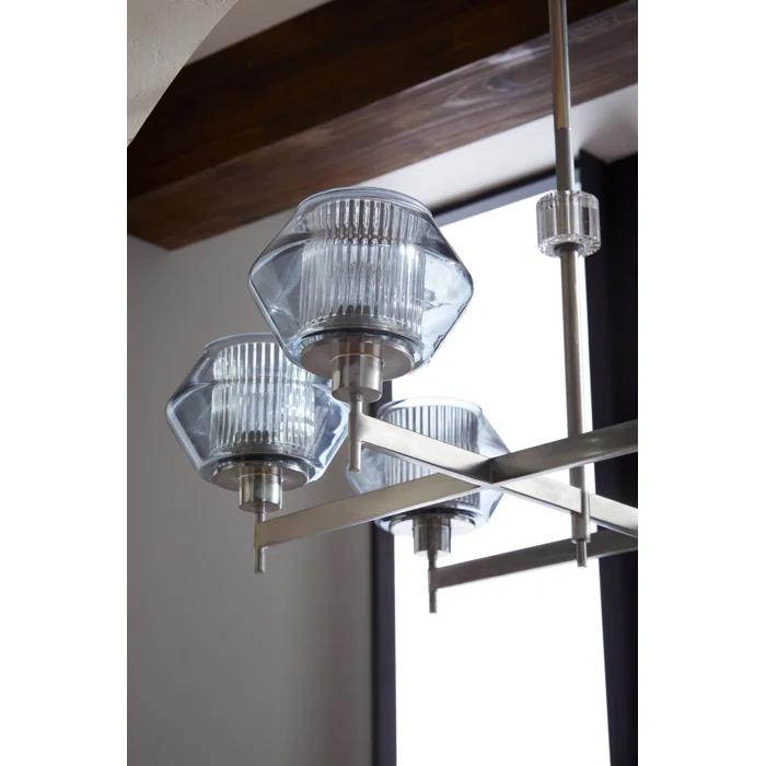 Holm 50-Inch Pewter and Glass Linear Chandelier