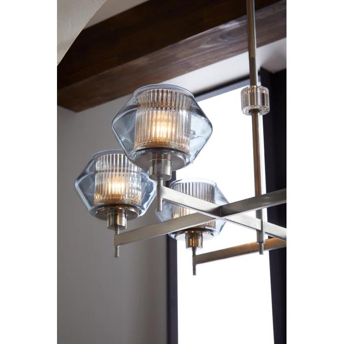 Holm 50-Inch Pewter and Glass Linear Chandelier