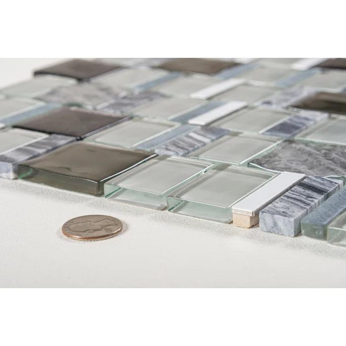 Estee Glass/Stone/Metal Mosaic Kitchen Backsplash, Wall and Floor Tile