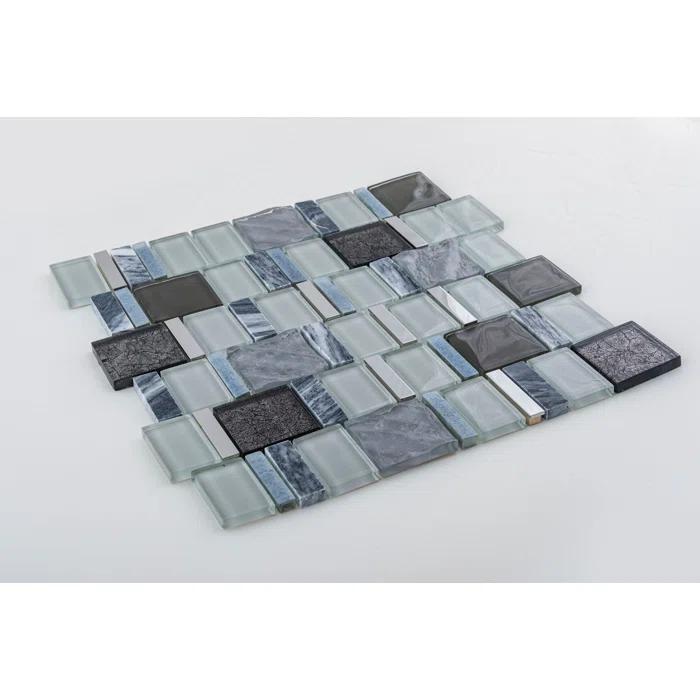 Estee Glass/Stone/Metal Mosaic Kitchen Backsplash, Wall and Floor Tile