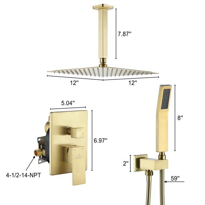 CASAINC All-In-One Kit with Rough in-Valve CS3602-12BG