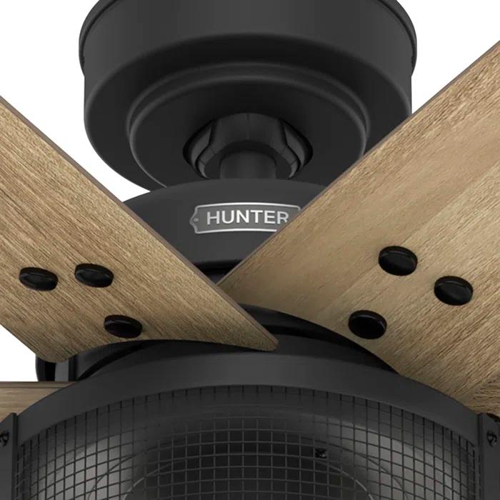 52" Houston 6 - Blade Ceiling Fan With LED Light Kit And Handheld Remote