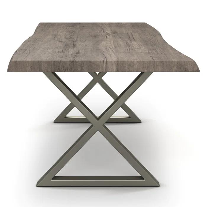 Brooks 79" Rectangular Sandblasted Grey Acacia Dining Table with Pewter Frame