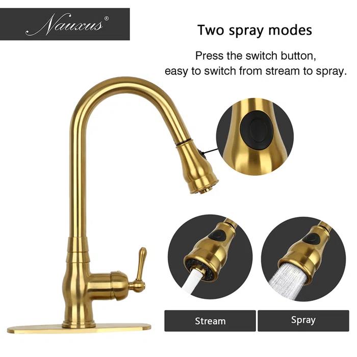 Pull Down Kitchen Faucet Single Handle Sink Faucet With Deck Plate