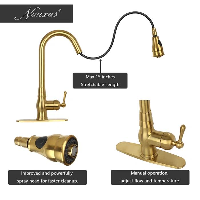 Pull Down Kitchen Faucet Single Handle Sink Faucet With Deck Plate