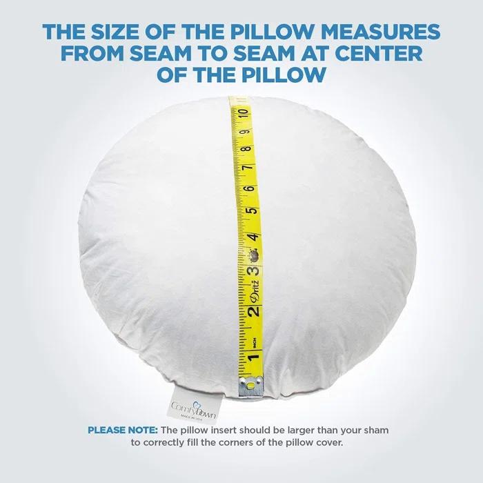 ComfyDown 95% Feather 5% Down Round Decorative Pillow Insert Sham Stuffer