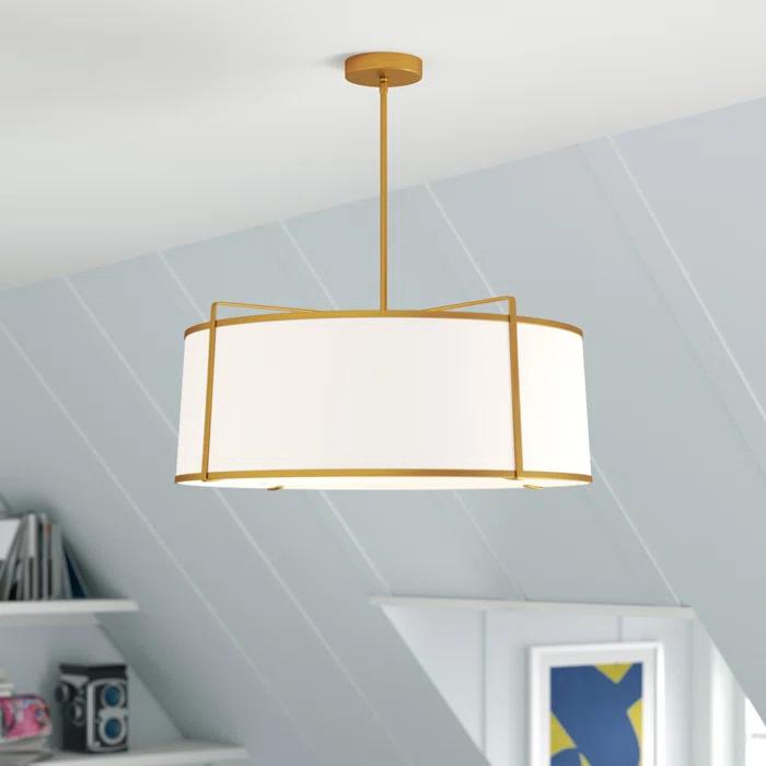 Trapezoid 4 Light Shaded Drum Chandelier