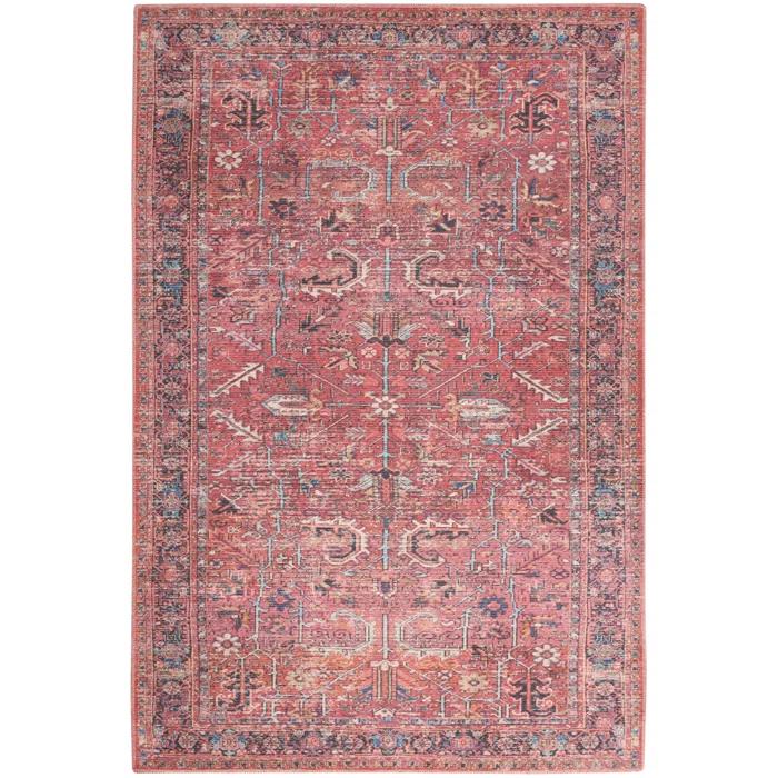 Bungalow Rose Machine Washable Oriental Red Area Rug