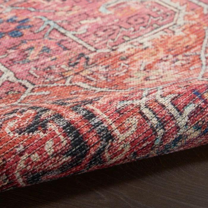 Bungalow Rose Machine Washable Oriental Red Area Rug