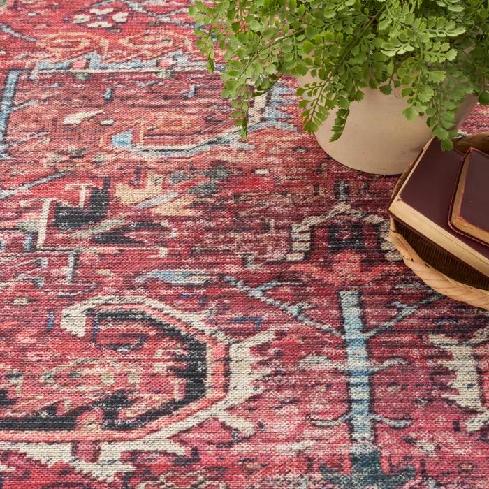 Bungalow Rose Machine Washable Oriental Red Area Rug