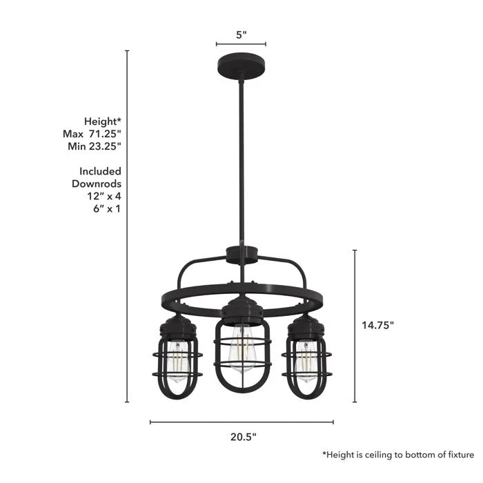 Starklake 3 Light Chandelier Statement Wagon Wheel Chandelier