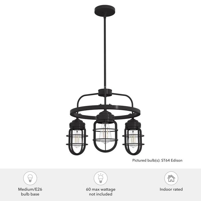 Starklake 3 Light Chandelier Statement Wagon Wheel Chandelier