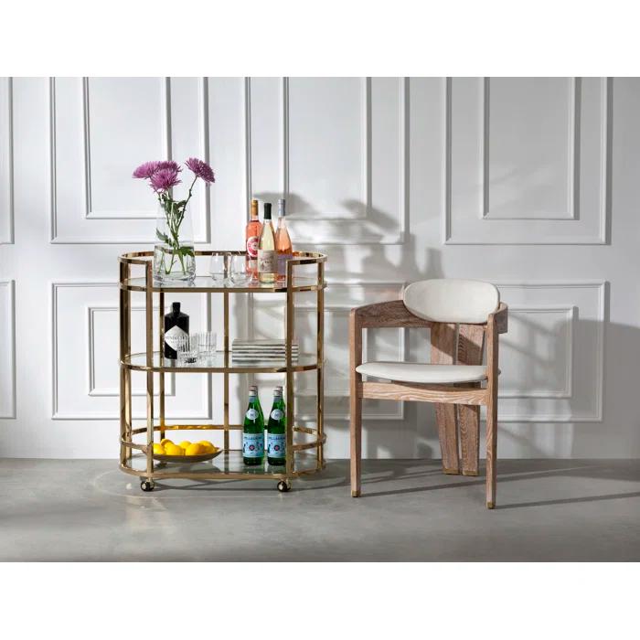 Maryl 20'' H Linen Upholstered Oak Armchair