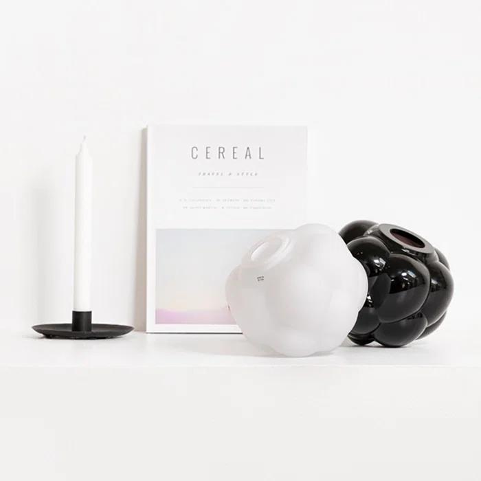 White Frosted Glass Berry-Inspired Table Vase