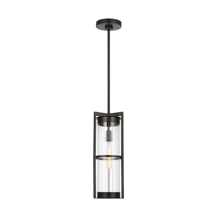 Antique Bronze 61.5" Outdoor Pendant with Clear Fluted Glass Shade