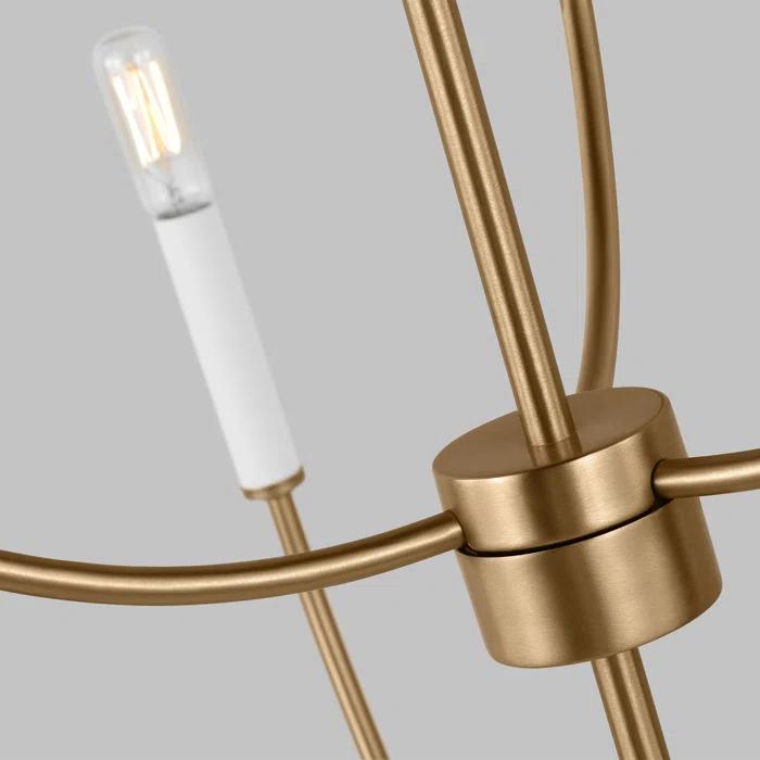 Elegant Satin Brass 9-Light Incandescent Chandelier with Clear Accents