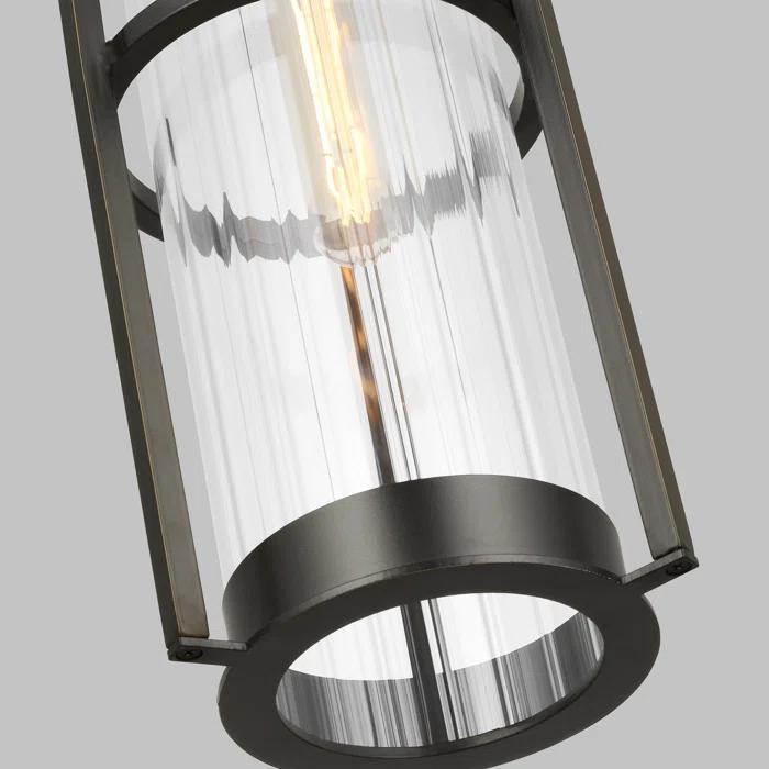 Antique Bronze 61.5" Outdoor Pendant with Clear Fluted Glass Shade