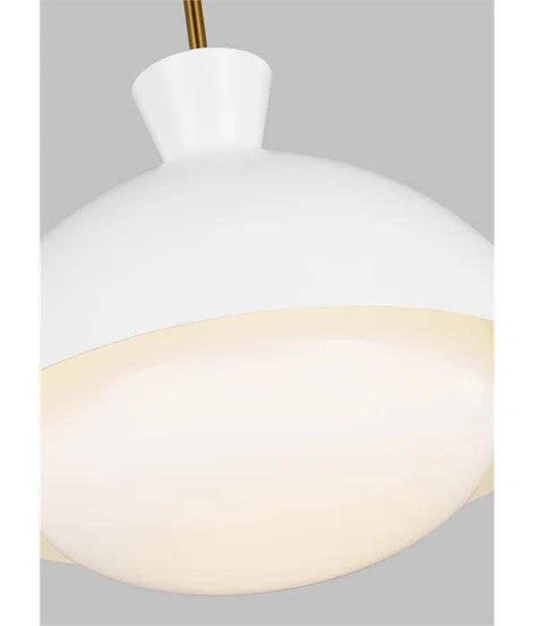 Lucerne Matte White and Burnished Brass Globe Pendant Light
