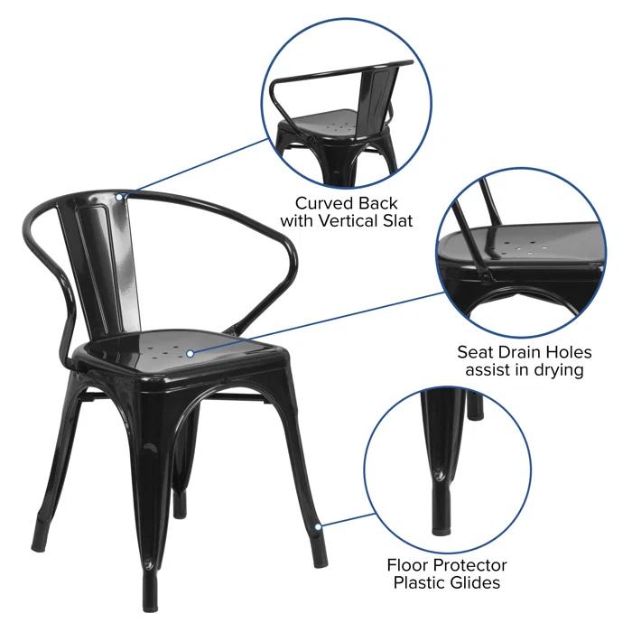 Flash Furniture Hucheson Metal Indoor-Outdoor Chair with Arms