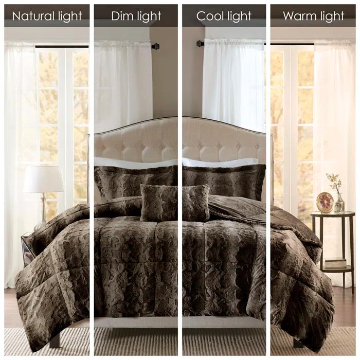 Madison Park Zuri Faux Fur Comforter Set