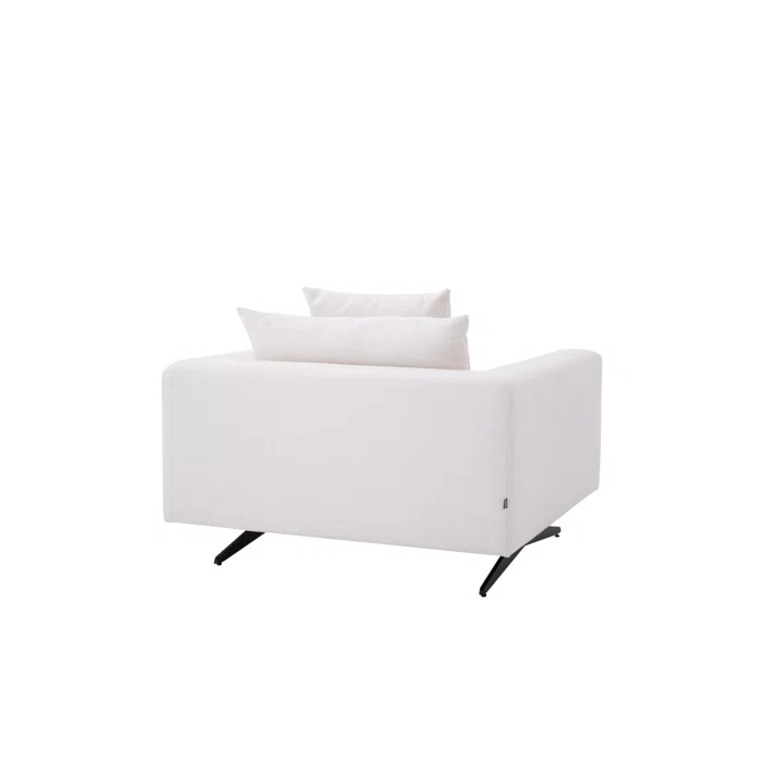 Avalon White Ultra-Stylish Armchair with Sturdy Black Feet