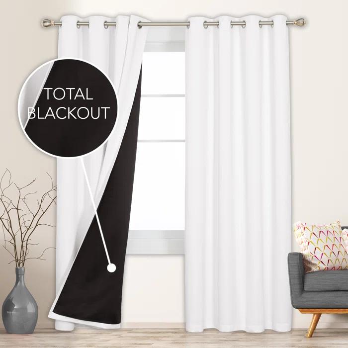 Deconovo Deconovo 100 Percent Blackout with Liner Grommet Curtain Panel Pair (Set of 2)