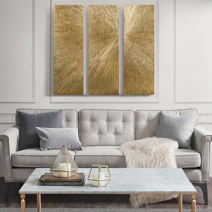 Madison Park Signature Sunburst 3-Piece Hand-Painted Resin Wall Art