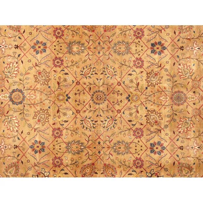 Pasargad Tabriz Oriental Hand-Knotted Wool/Silk Beige/Rust/Navy Area Rug