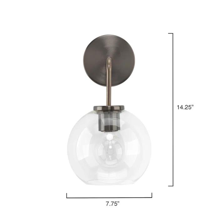 Eden Home 14.25" Transitional Metal Wall Sconce in Gun Brown and Clear