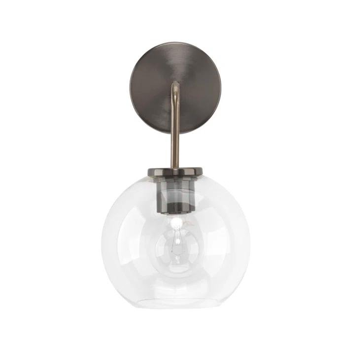 Eden Home 14.25" Transitional Metal Wall Sconce in Gun Brown and Clear