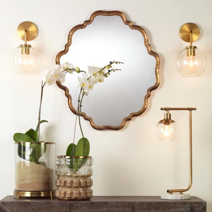 Living District Genesis 1-Light Iron & Glass Bath Sconce in Brass/Clear