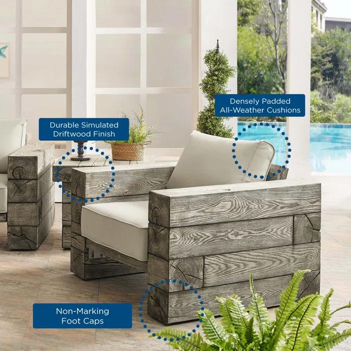 Modway Manteo Rustic Coastal Outdoor Patio Lounge Armchair by Modway