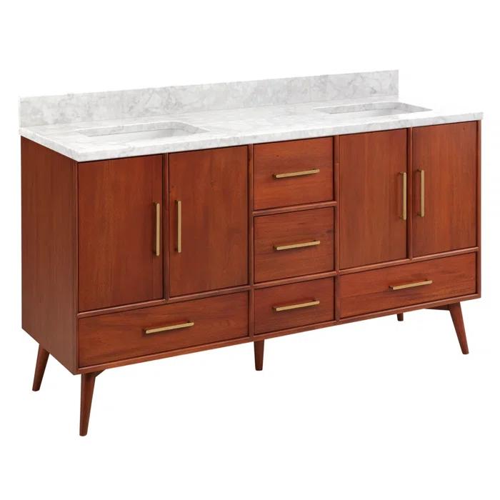 60" Novak Double Bathroom Vanity Set with Rectangular Undermount Sinks
